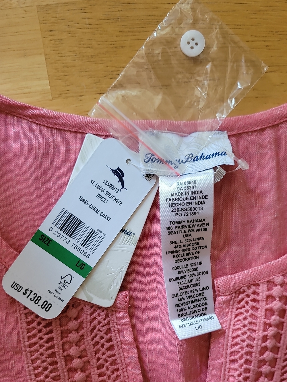 TOMMY BAHAMA St. Lucia Linen-blend Split-neck Dress in Coral Coast - Picture 7 of 15
